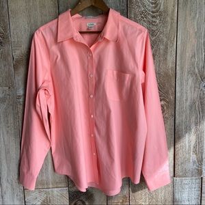 L.L. Bean Salmon Pink Button Down Wrinkle Resist